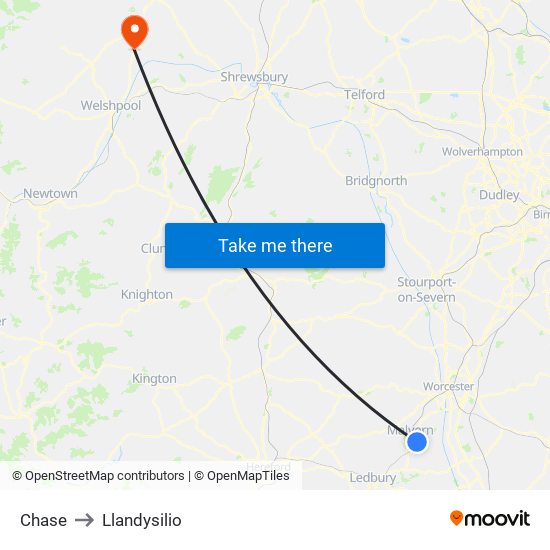 Chase to Llandysilio map