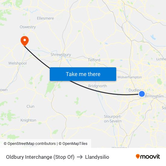 Oldbury Interchange (Stop Of) to Llandysilio map