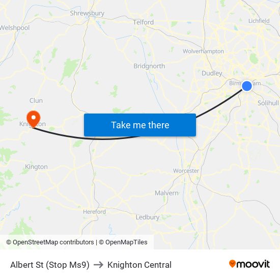 Albert St (Stop Ms9) to Knighton Central map