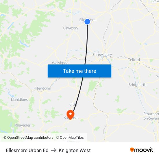 Ellesmere Urban Ed to Knighton West map