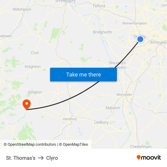 St. Thomas's to Clyro map