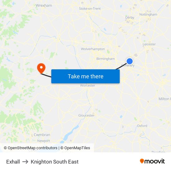 Exhall to Knighton South East map