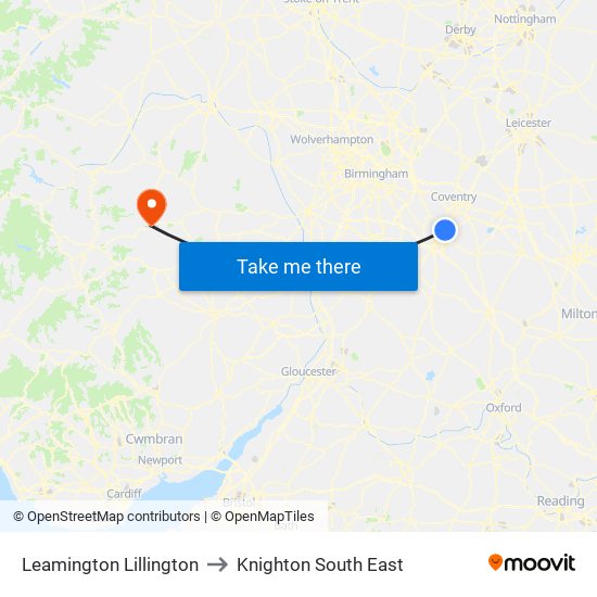 Leamington Lillington to Knighton South East map