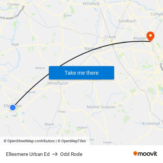 Ellesmere Urban Ed to Odd Rode map