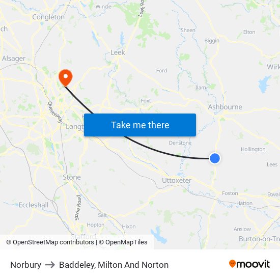 Norbury to Baddeley, Milton And Norton map