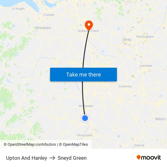 Upton And Hanley to Sneyd Green map