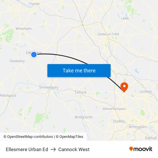 Ellesmere Urban Ed to Cannock West map