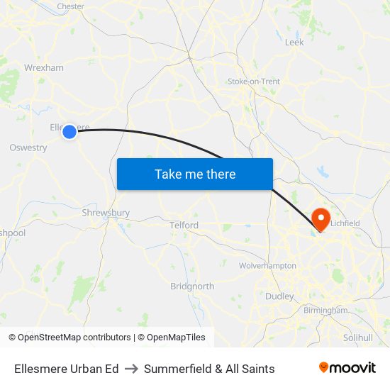Ellesmere Urban Ed to Summerfield & All Saints map