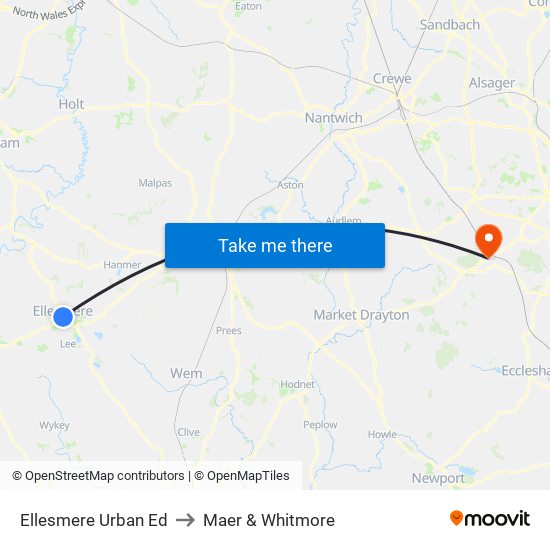 Ellesmere Urban Ed to Maer & Whitmore map