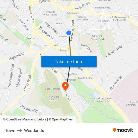 Town to Westlands map