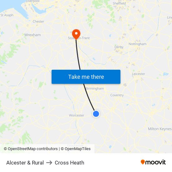 Alcester & Rural to Cross Heath map