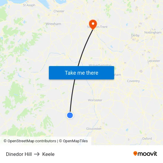 Dinedor Hill to Keele map