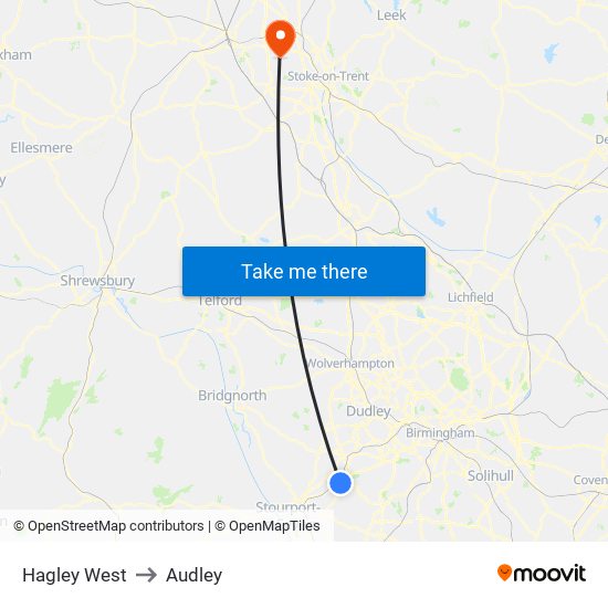 Hagley West to Audley map