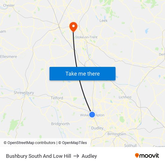 Bushbury South And Low Hill to Audley map