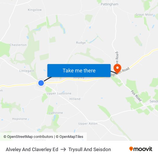 Alveley And Claverley Ed to Trysull And Seisdon map