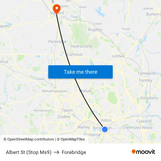 Albert St to Forebridge map