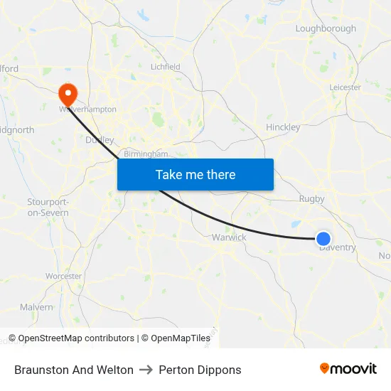Braunston And Welton to Perton Dippons map