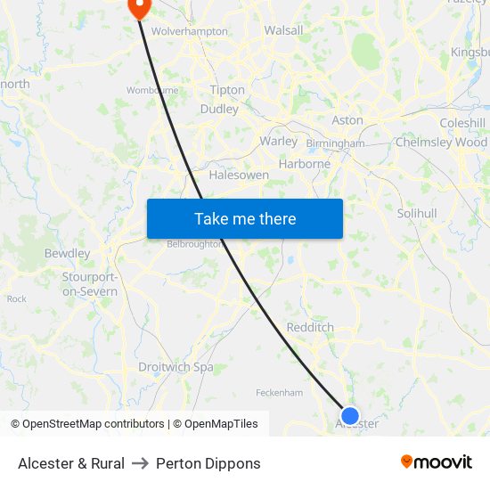 Alcester & Rural to Perton Dippons map