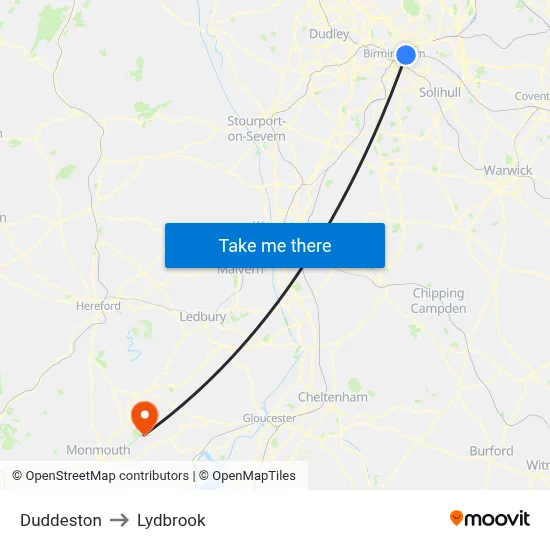 Duddeston to Lydbrook map