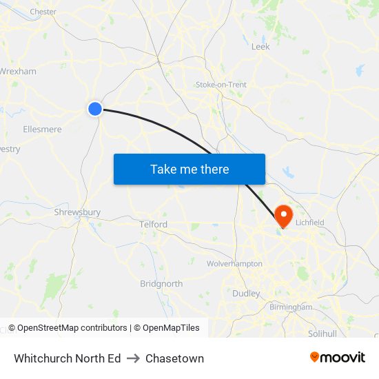 Whitchurch North Ed to Chasetown map