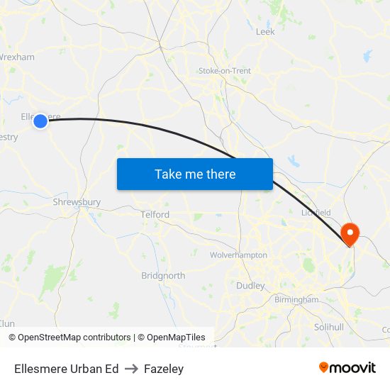 Ellesmere Urban Ed to Fazeley map