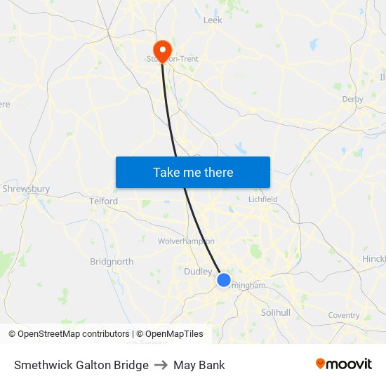 Smethwick Galton Bridge to May Bank map