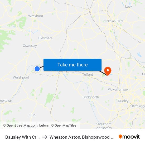 Bausley With Criggion to Wheaton Aston, Bishopswood And Lapley map