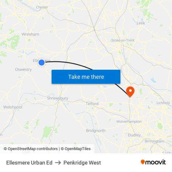 Ellesmere Urban Ed to Penkridge West map