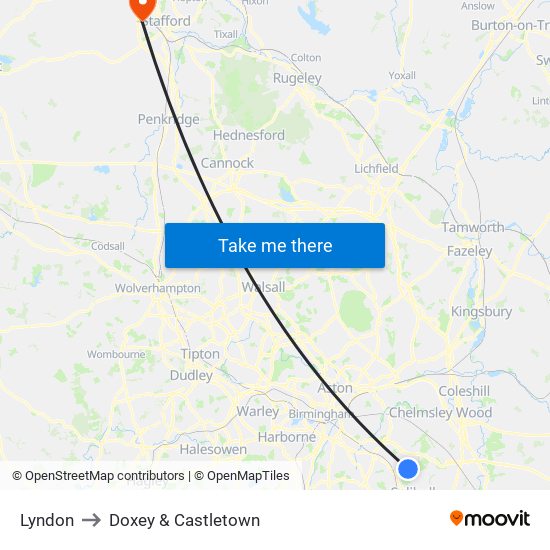 Lyndon to Doxey & Castletown map