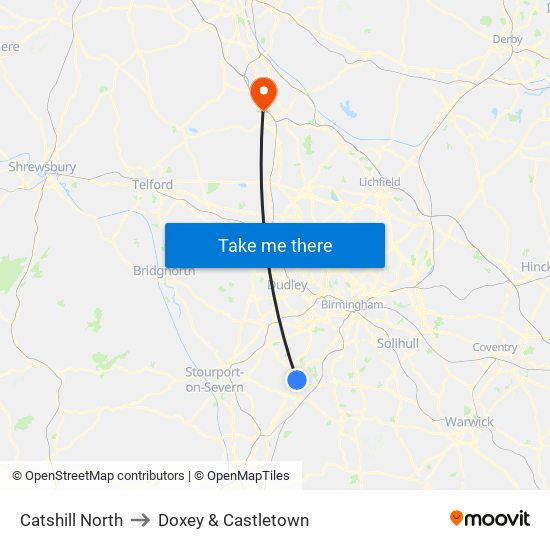 Catshill North to Doxey & Castletown map