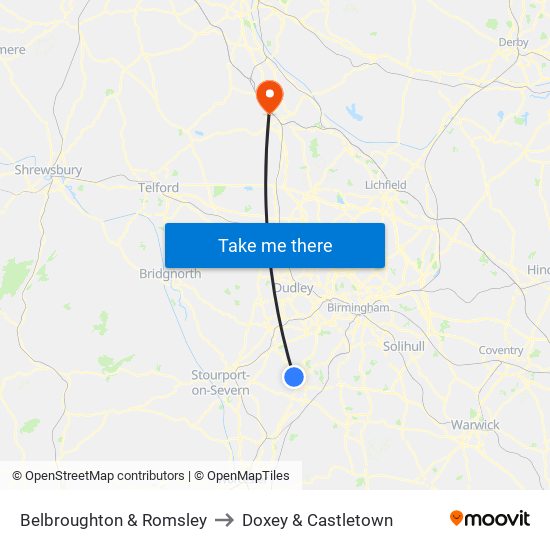 Belbroughton & Romsley to Doxey & Castletown map