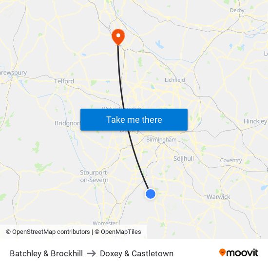 Batchley & Brockhill to Doxey & Castletown map