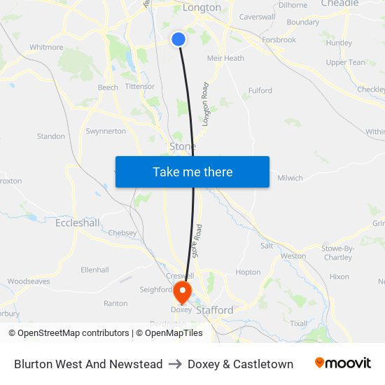 Blurton West And Newstead to Doxey & Castletown map