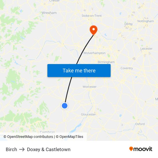 Birch to Doxey & Castletown map