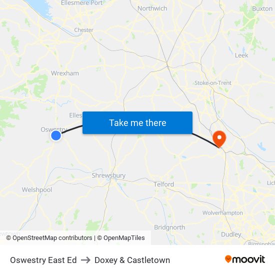 Oswestry East Ed to Doxey & Castletown map