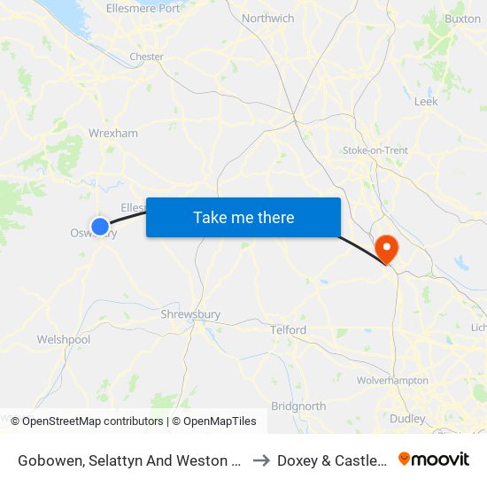 Gobowen, Selattyn And Weston Rhyn Ed to Doxey & Castletown map