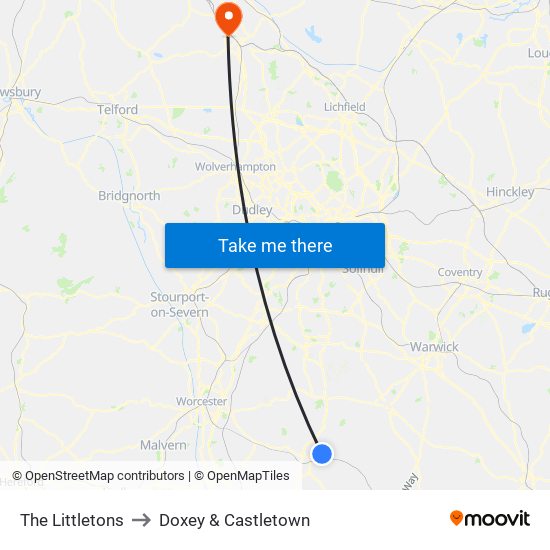 The Littletons to Doxey & Castletown map