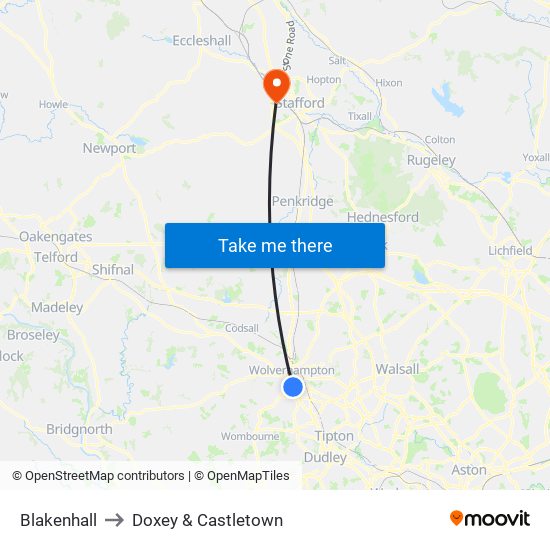 Blakenhall to Doxey & Castletown map