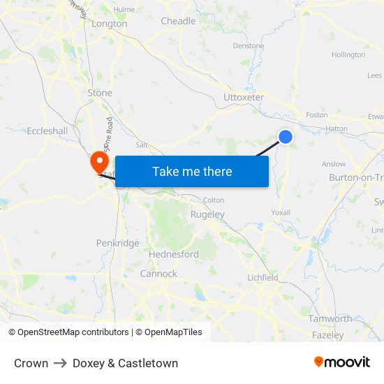 Crown to Doxey & Castletown map