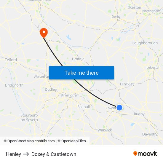 Henley to Doxey & Castletown map