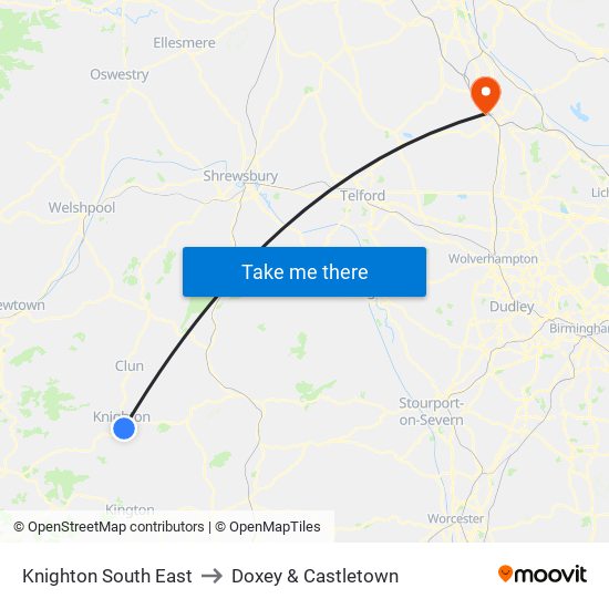 Knighton South East to Doxey & Castletown map