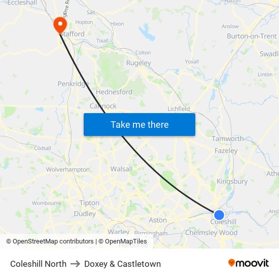 Coleshill North to Doxey & Castletown map