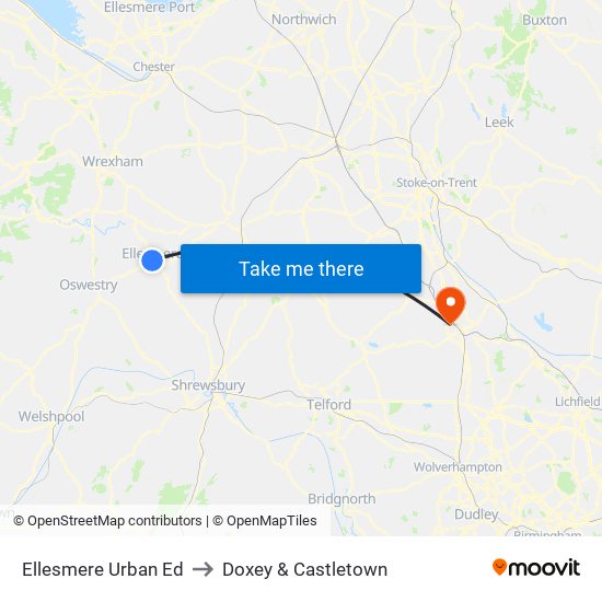 Ellesmere Urban Ed to Doxey & Castletown map