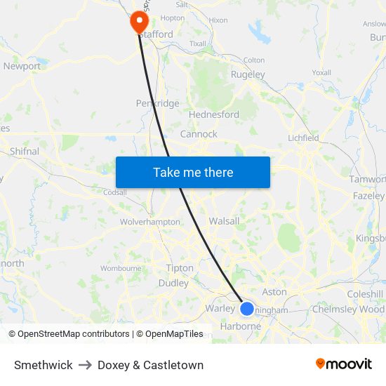 Smethwick to Doxey & Castletown map