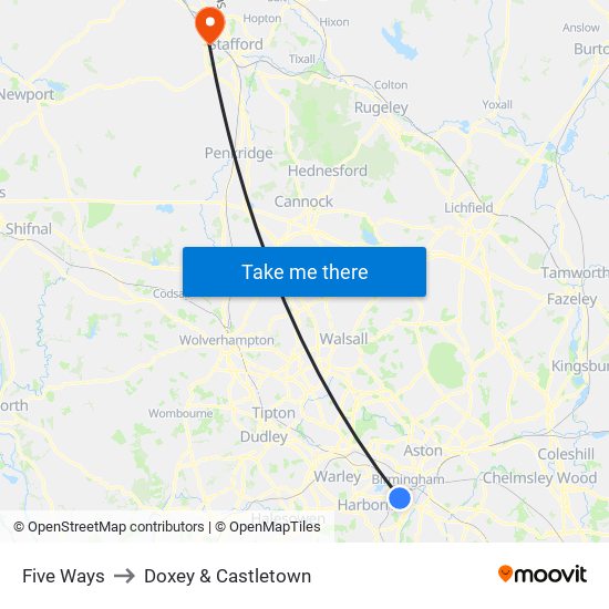 Five Ways to Doxey & Castletown map