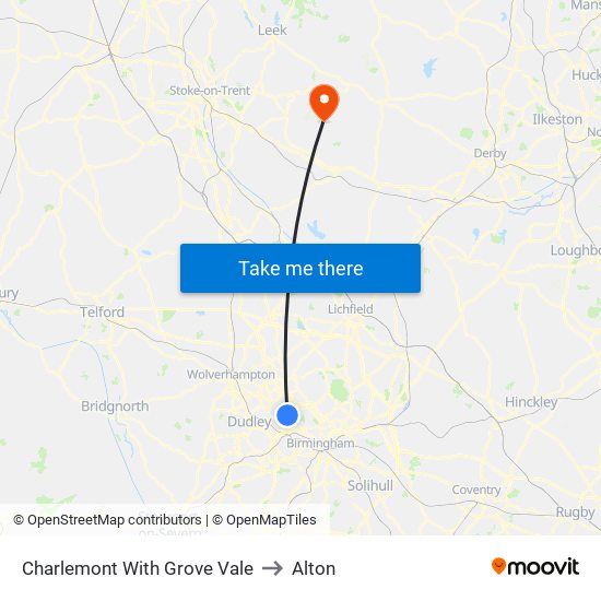 Charlemont With Grove Vale to Alton map