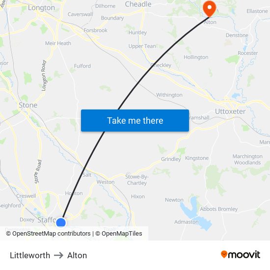 Littleworth to Alton map