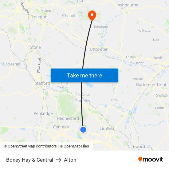 Boney Hay & Central to Alton map