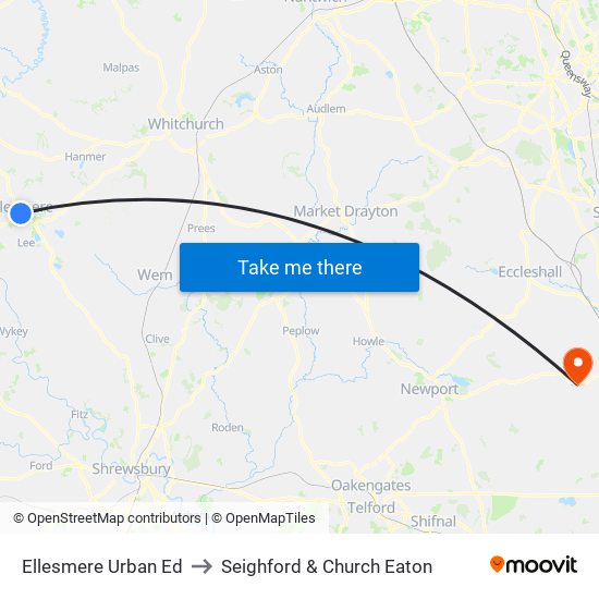 Ellesmere Urban Ed to Seighford & Church Eaton map