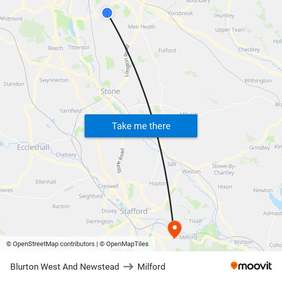 Blurton West And Newstead to Milford map